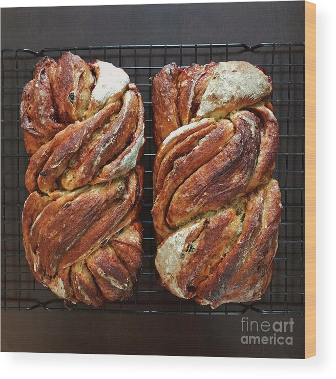 Bread Wood Print featuring the photograph Breakfast Sourdough Swirls by Amy E Fraser