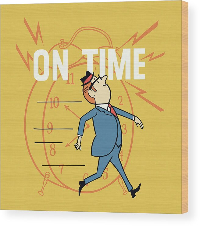 Adult Wood Print featuring the drawing Businessman On Time by CSA Images