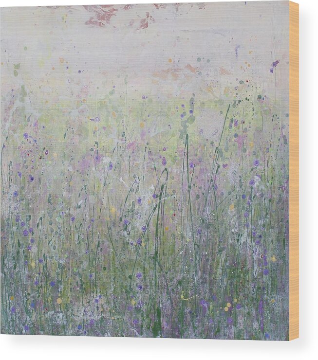 Acrylic Wood Print featuring the painting Buttercups and Bluebells by Brenda O'Quin