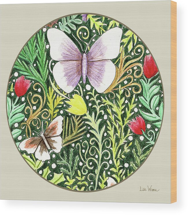 Lise Winne Wood Print featuring the mixed media Butterflies by Lise Winne