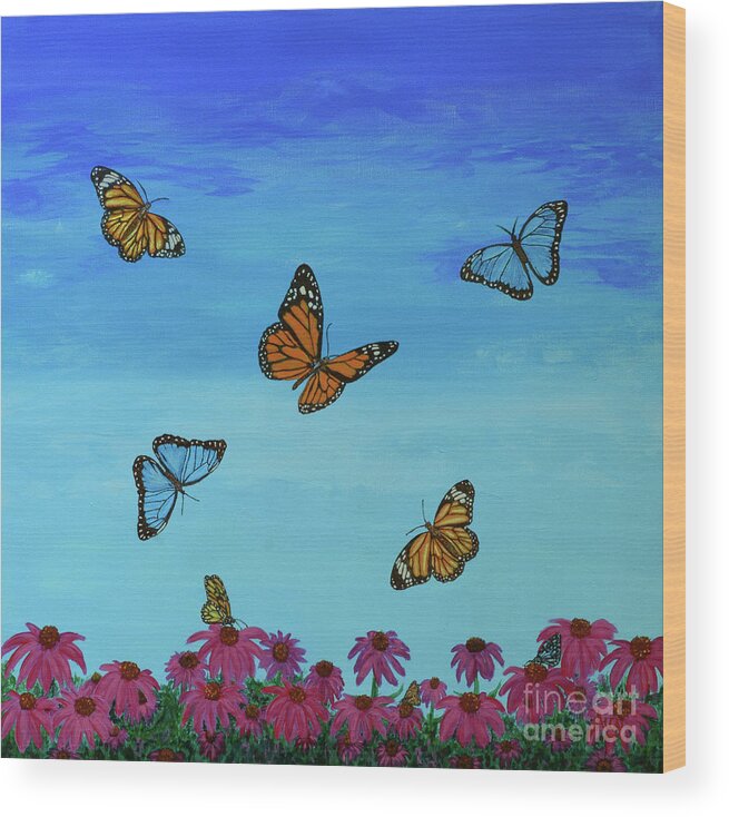 Butterfly Wood Print featuring the painting Butterfly Field by Aicy Karbstein