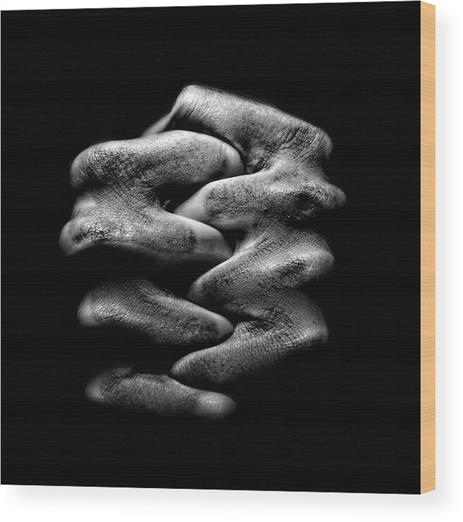 Hands Wood Print featuring the photograph By Hand by Robin Waslander