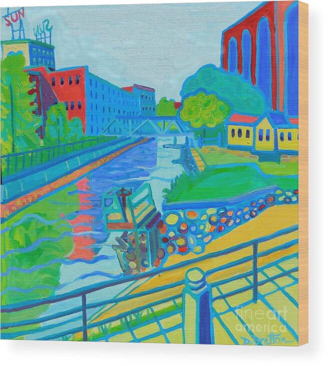 Lowell Wood Print featuring the painting Canal by the Sun by Debra Bretton Robinson