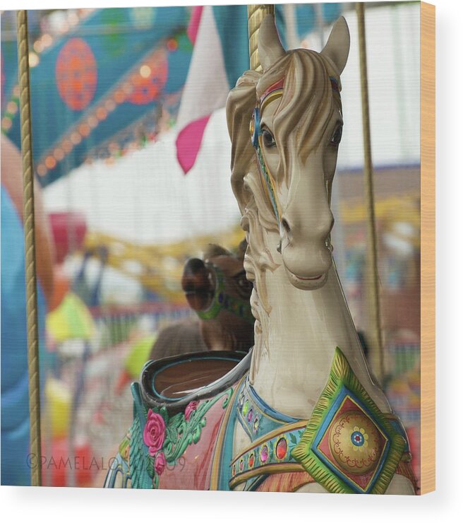 Amusement Park Wood Print featuring the photograph Carousel Horse by Pamela Long