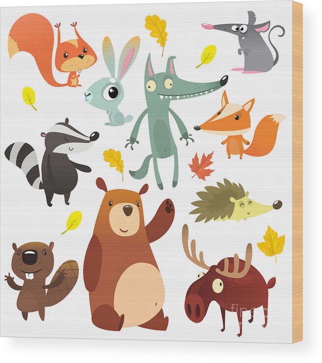 Cartoon Forest Animal Characters Wild Wood Print by Drawkman - Pixels
