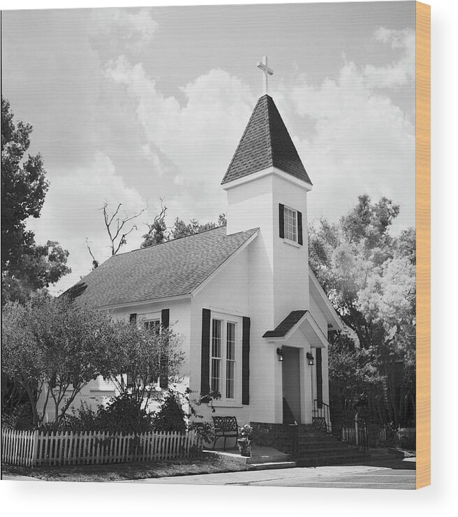 Film Wood Print featuring the photograph Catholic Church in St Marys, GA by Rudy Umans
