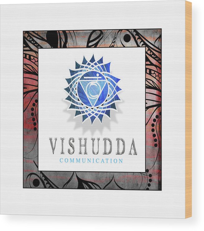 Chakras Yoga Framed Vishudda Wood Print featuring the mixed media Chakrasyogaframed_vishudda V2 by Lightboxjournal