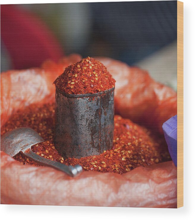 Spice Wood Print featuring the photograph Chili Powder In A Container With A by Design Pics / Keith Levit