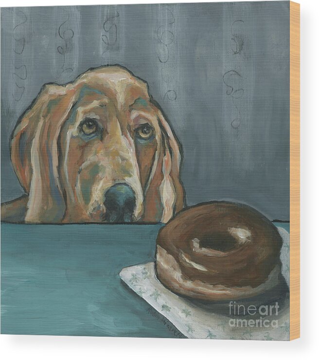 Dog Wood Print featuring the painting Chocolate Glazed Dreams by Robin Wiesneth