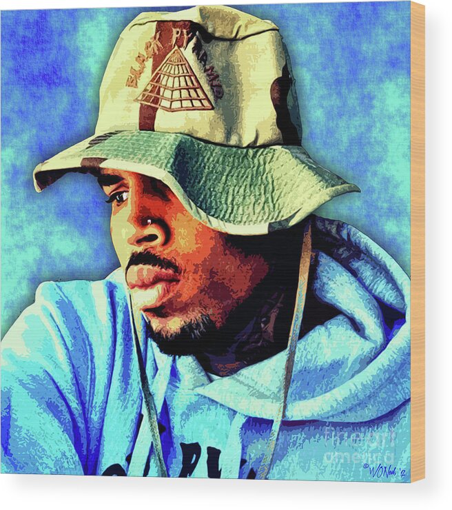 Portraits Wood Print featuring the digital art Chris Brown by Walter Neal