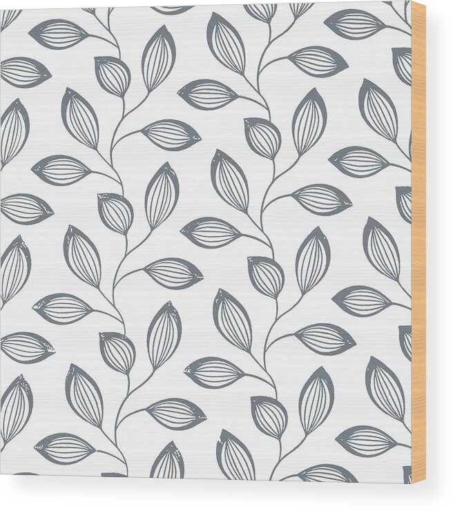 Leaves Wood Print featuring the digital art Climbing Leaves Repeat Pattern by Taiche Acrylic Art