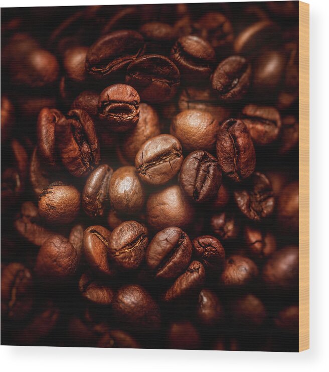 Roasted Wood Print featuring the photograph Coffee Close Up by Da-kuk