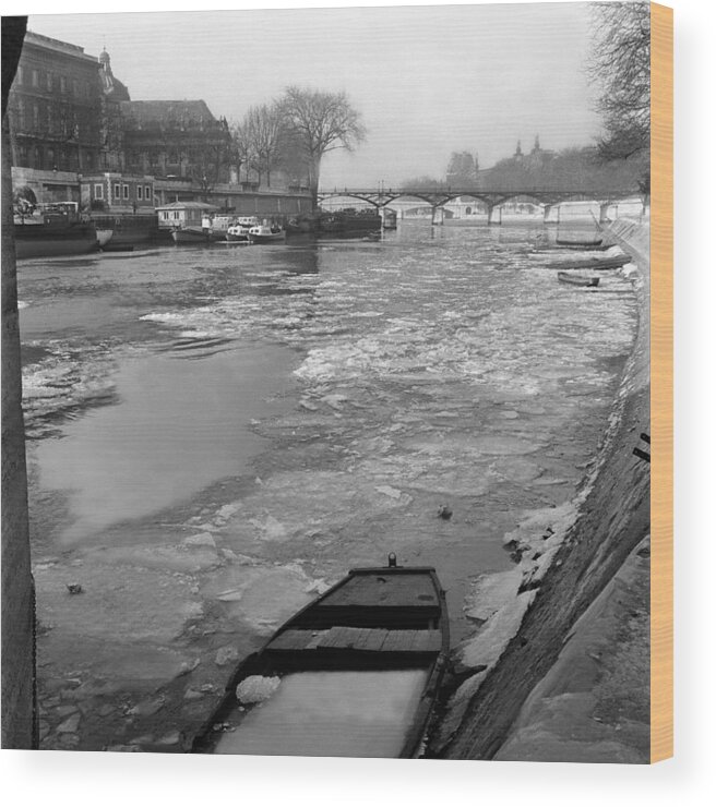 1950-1959 Wood Print featuring the photograph Cold Weather On Paris In 1956 by Keystone-france