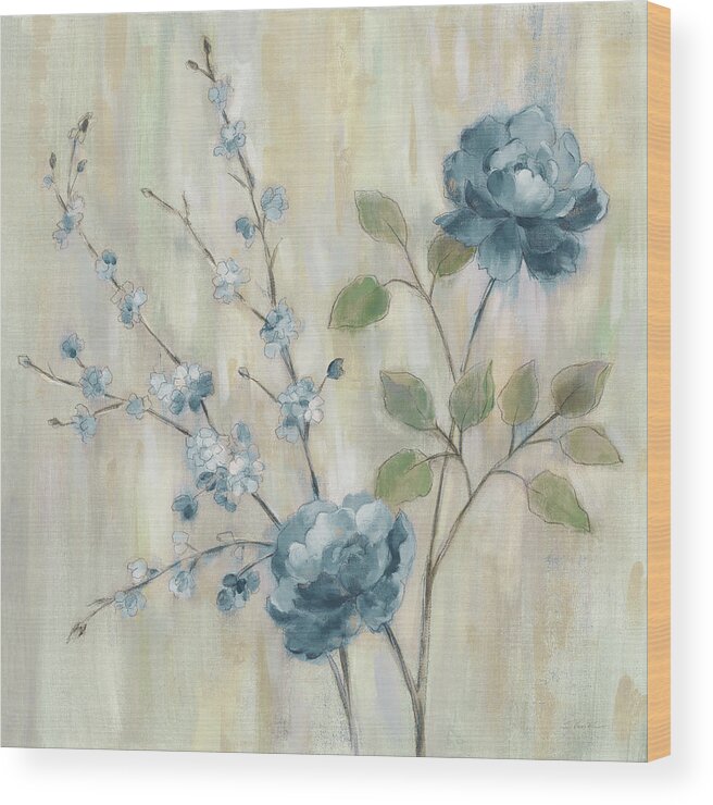 Abstract Wood Print featuring the painting Contemporary Chinoiserie Blue by Silvia Vassileva