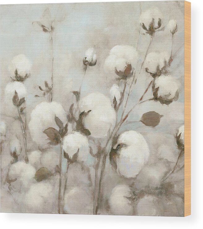 Blossoms Wood Print featuring the painting Cotton Field Crop Neutral by Julia Purinton