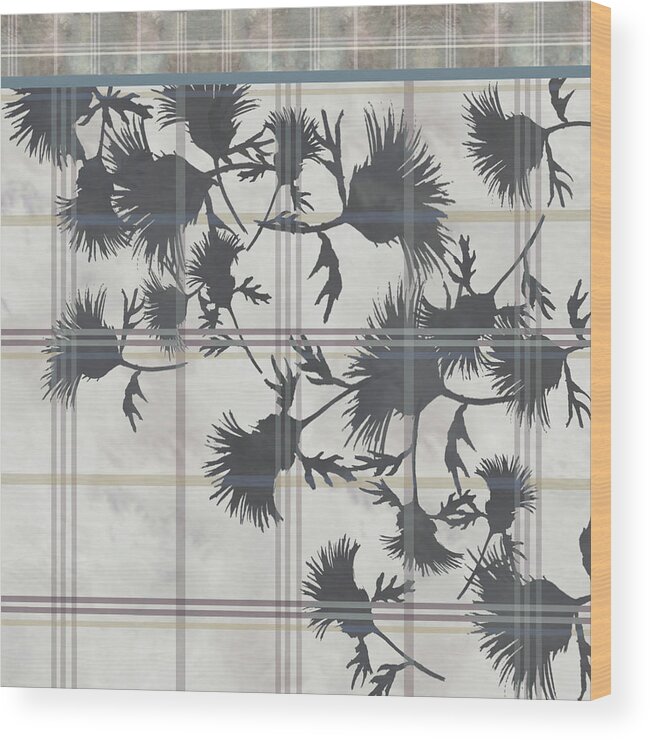 Plaid Wood Print featuring the digital art Cream Thistle Plaid Contrast Border by Sand And Chi