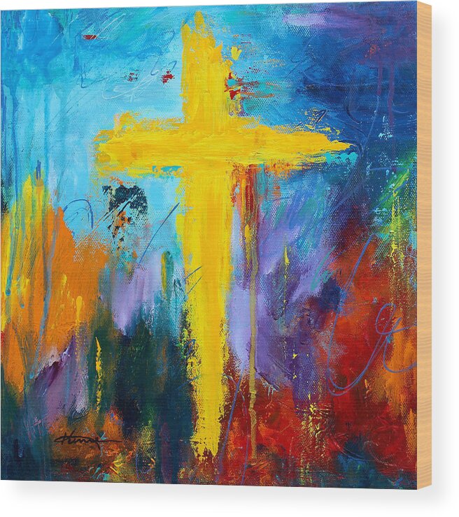 Texture Wood Print featuring the painting Cross No.8 by Kume Bryant