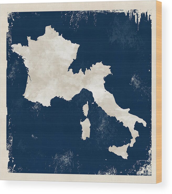 France Wood Print featuring the digital art Custom France Italy Map by Michael Tompsett