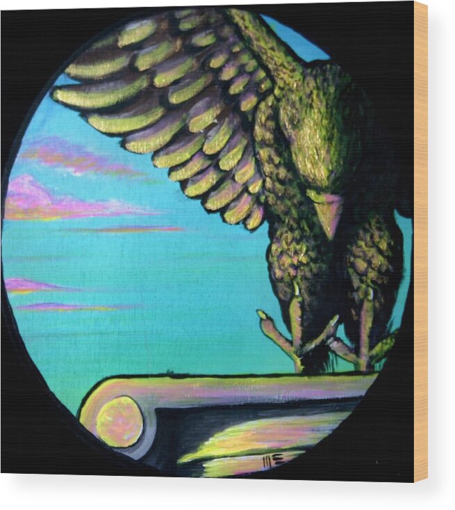 Commission Wood Print featuring the painting Demoss Learning Center Eagle by M E