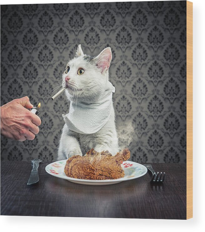 Pets Wood Print featuring the photograph Dinner Time by Sekulicn