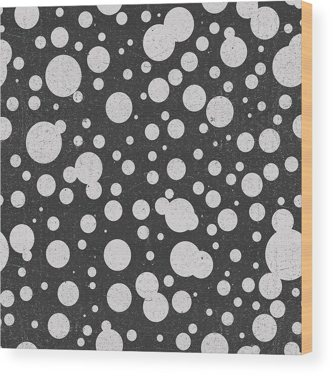 Dots Pattern Wood Print featuring the mixed media Dots Pattern 3 - Black, Grey - Ceramic Tile Pattern - Surface Pattern Design - Mediterranean Pattern by Studio Grafiikka