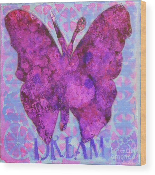 Butterfly Wood Print featuring the mixed media Dream Butterfly by Lisa Crisman