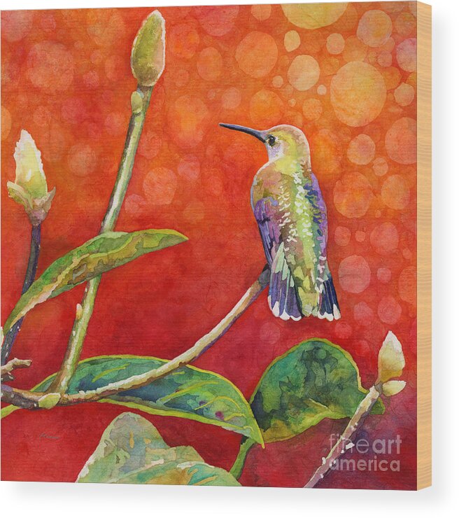 Hummingbird Wood Print featuring the painting Dreamy Hummer by Hailey E Herrera