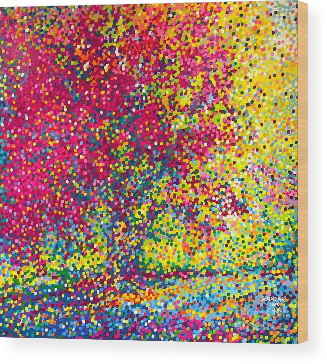 Esaltazione Neopointillism Wood Print featuring the painting Esaltazione by Santina Semadar Panetta