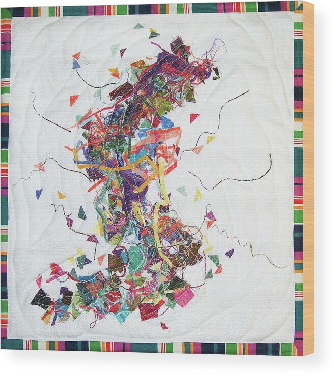 Art Quilt Wood Print featuring the tapestry - textile Etude in Fabric by Pam Geisel