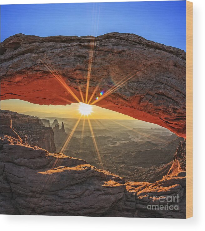 Southwest Wood Print featuring the photograph Famous Sunrise At Mesa Arch by Prochasson Frederic