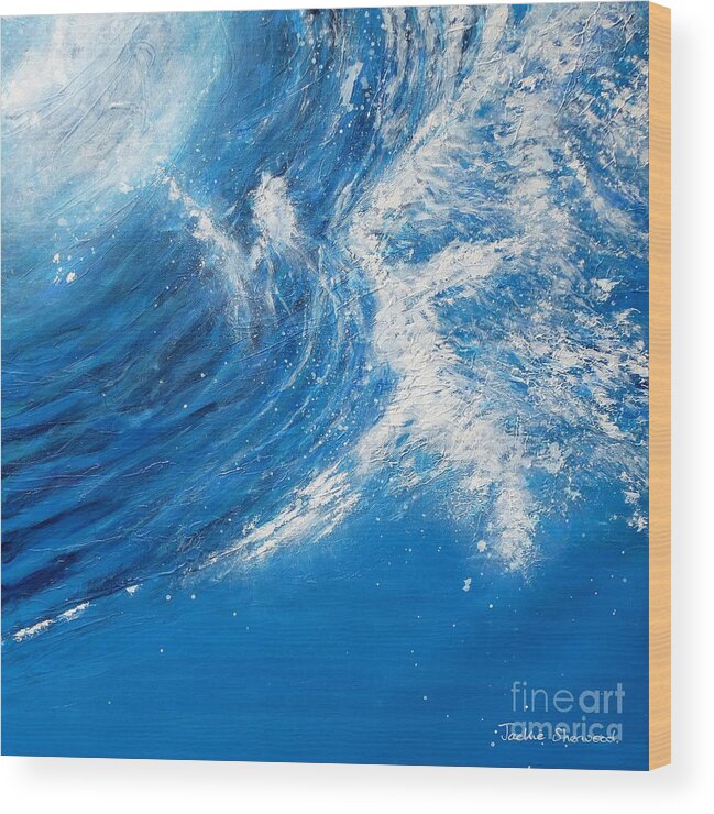 Ocean Wood Print featuring the painting Fluidity by Jackie Sherwood