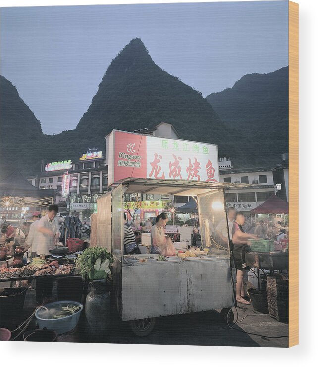 Working Wood Print featuring the photograph Food Hawker Stall by Martin Puddy