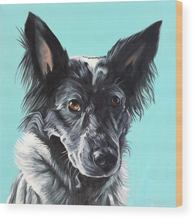 Dog Painting Wood Print featuring the painting Gemma by Nathan Rhoads