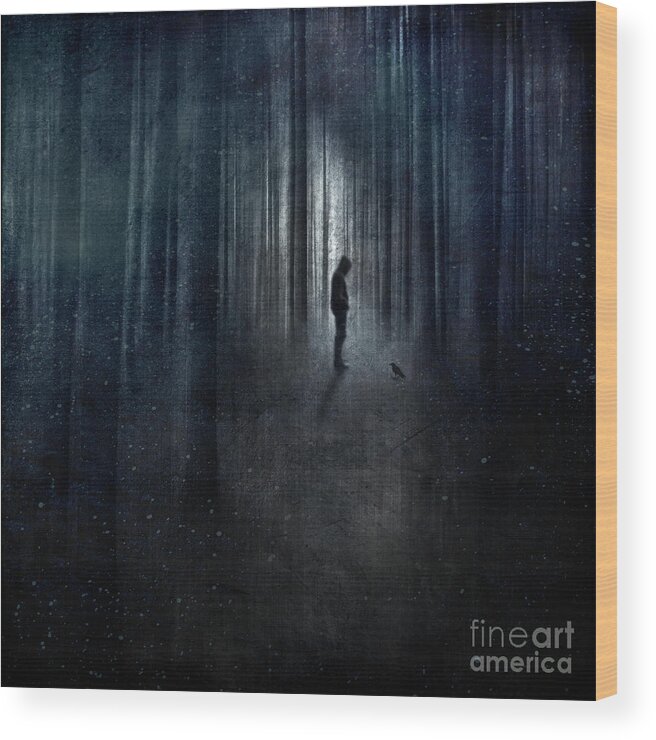 Songbird Wood Print featuring the photograph Germany, Birgelen, Man With Raven by Westend61
