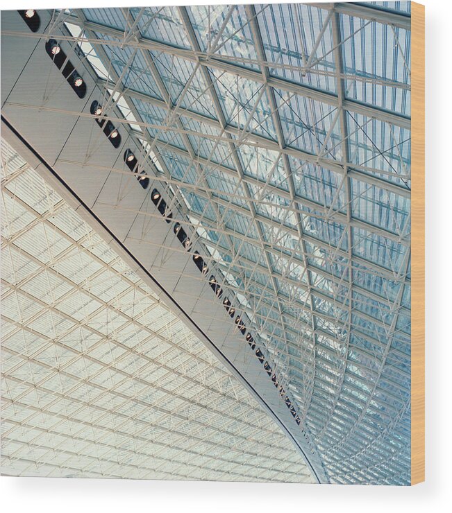Ceiling Wood Print featuring the photograph Glass Ceiling And Girders by Studio 642