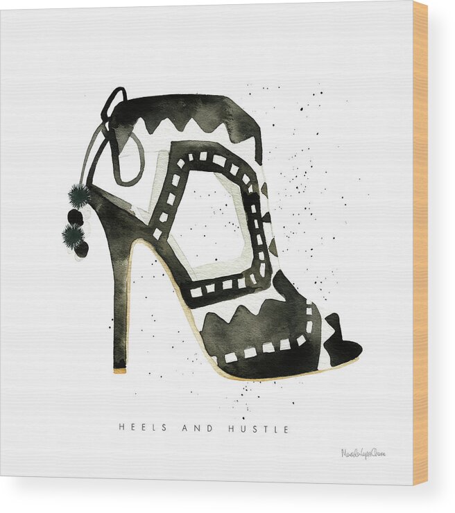 Black Wood Print featuring the painting Glitz And Glam V by Mercedes Lopez Charro