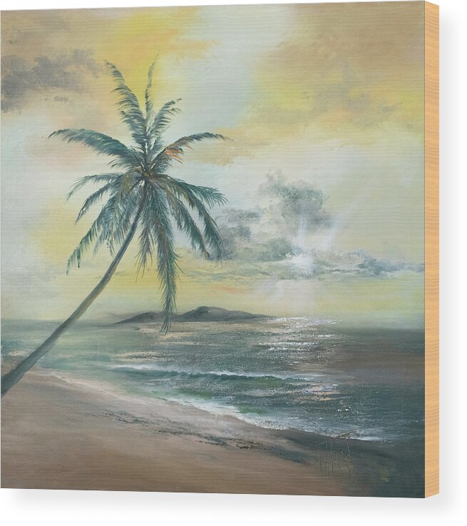 Sunset Wood Print featuring the painting Golden Beach Sunset by Lynne Pittard