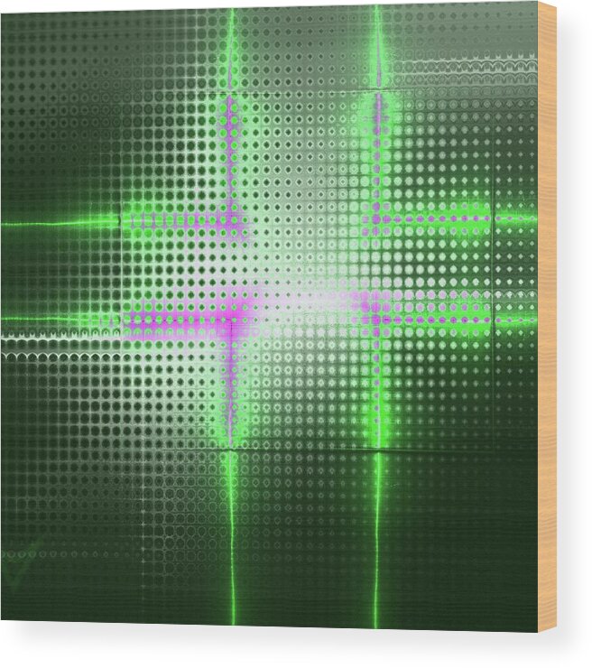 Fashion Wood Print featuring the digital art Green aluminum sparkling surface. Metallic geometric abstract fashion background. by Rudy Bagozzi