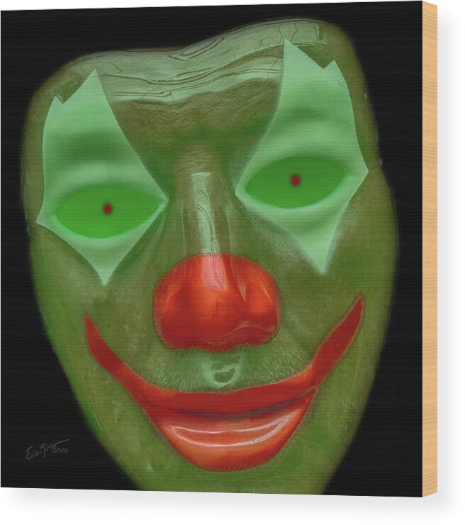 Clown Wood Print featuring the photograph Green Clown Face by Erich Grant