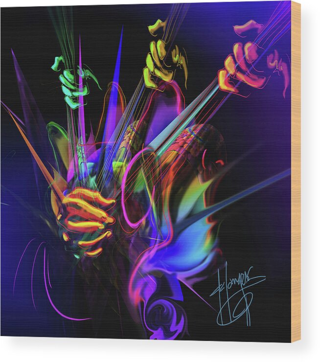 Guitar Wood Print featuring the painting Guitar 3000 by DC Langer
