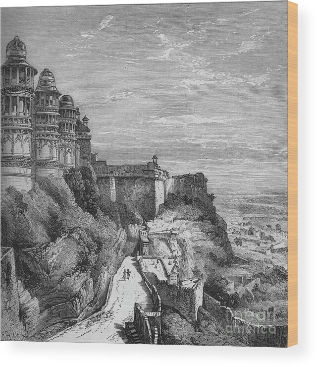 Scenics Wood Print featuring the drawing Gwalior by Print Collector