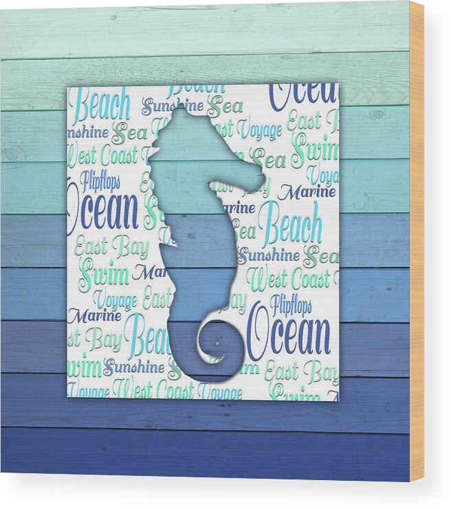 Gypsy Sea Blue Wood Print featuring the mixed media Gypsy Sea Blue V4 1 by Lightboxjournal