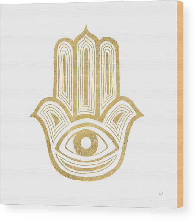 Amulet Wood Print featuring the mixed media Hamsa Iv by Chris Paschke