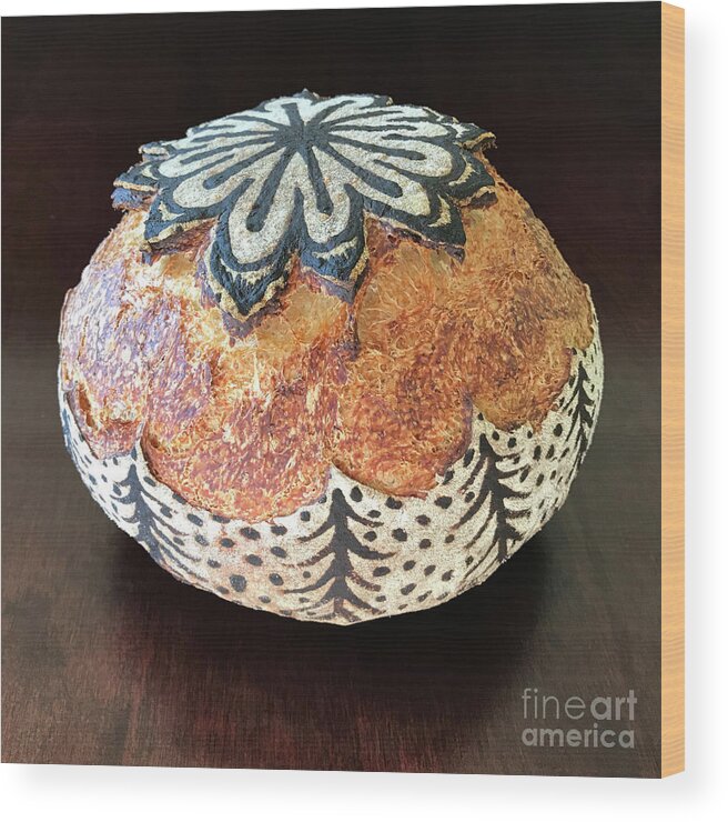 Bread Wood Print featuring the photograph Hand Painted Sourdough Seed Pods 2 by Amy E Fraser