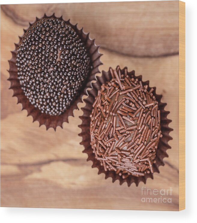 Chocolates Wood Print featuring the photograph Hand Rolled Gourmet Chocolate Truffels by Edward Fielding