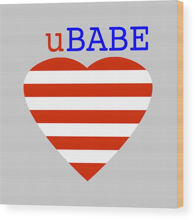Ubabe Heart Wood Print featuring the digital art Hearts and Stripes by Ubabe Style