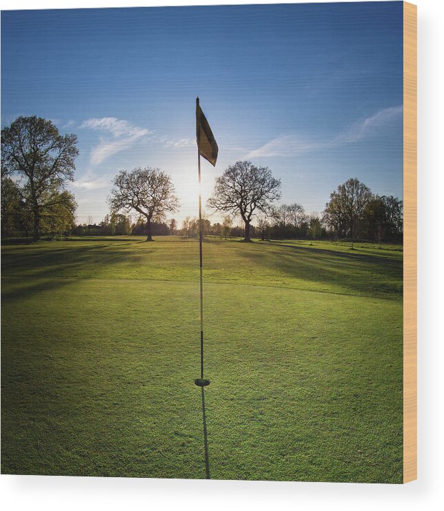 Tranquility Wood Print featuring the photograph Hole On Golf Course by Peter Chadwick Lrps