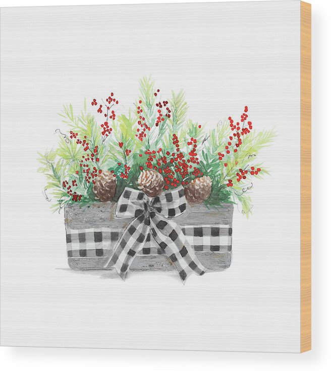 Holiday Wood Print featuring the painting Holiday Flowers II by Patricia Pinto