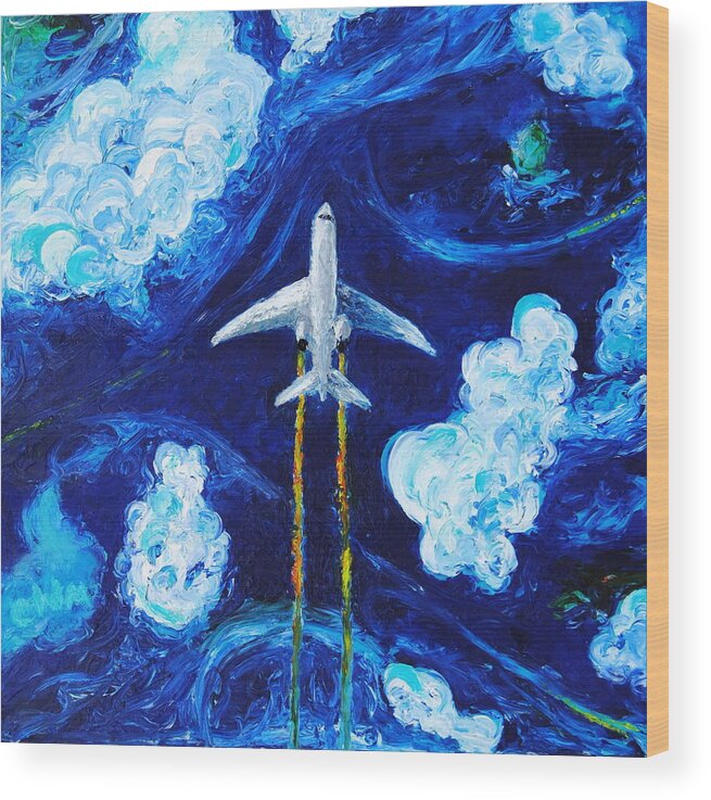 Flying Wood Print featuring the painting Holidays by Chiara Magni