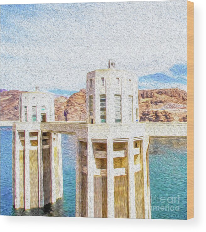 Hoover Dam Wood Print featuring the digital art Hoover Dam Rendition I by Kenneth Montgomery